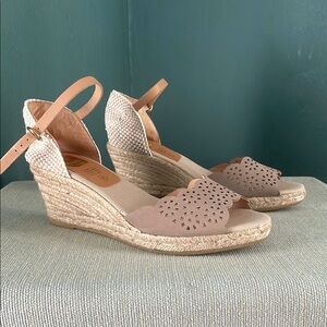 NEW Kanna , Anthropologie Wedge Espadrille Tan Suede, Handcrafted in Spain 9